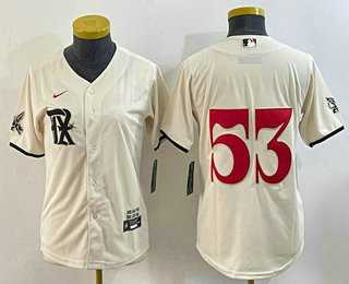 Womens Texas Rangers #53 Adolis Garcia Cream 2023 City Connect Cool Base Stitched Jersey